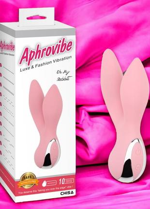 Вібратор з 2 відростками chisa aphrovibe light pink oh my rabbit