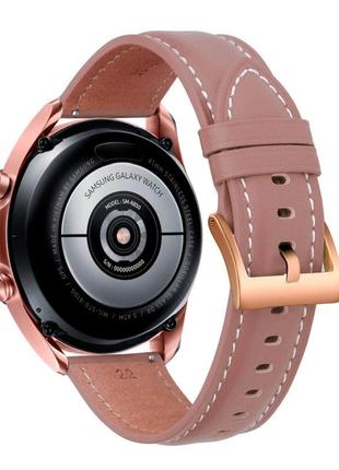 Кожаный ремешок premium для samsung galaxy watch4 classic 42mm / classic 46mm коричнево-розовый 20мм