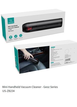 Автомобільний пилосос usams us-zb234 mini handheld vacuum cleaner geoz series suction 6000pa black5 фото