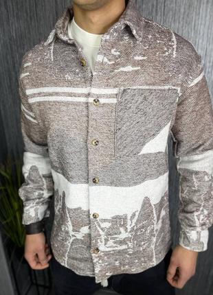 Теплая мужская рубашка оверсайз