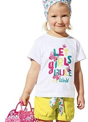 4-6 р костюм для дівчинки літній вулиця пляж дом футболка шорти трикотажні бавовняні хустка бандана2 фото