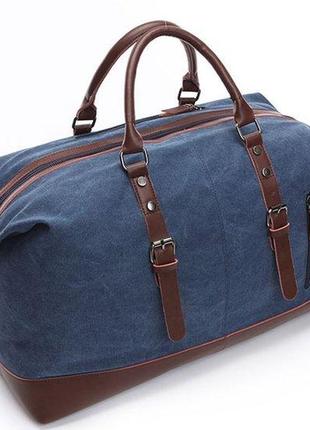 Дорожня сумка текстильна середня vintage 20084 синя2 фото