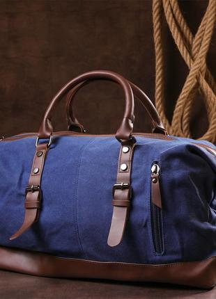 Дорожня сумка текстильна середня vintage 20084 синя9 фото