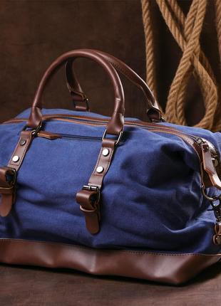 Дорожня сумка текстильна середня vintage 20084 синя10 фото