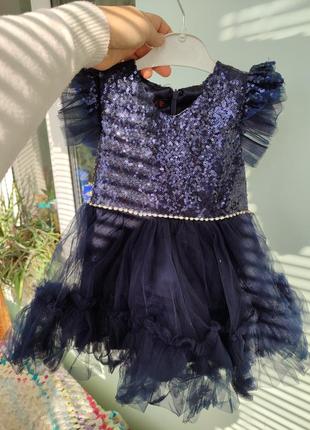 Праздничное платье на девочку 1.5-2-3 года с обручем5 фото