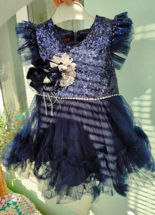 Праздничное платье на девочку 1.5-2-3 года с обручем3 фото