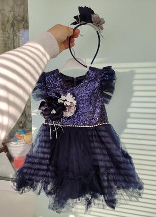 Праздничное платье на девочку 1.5-2-3 года с обручем