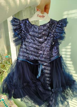 Праздничное платье на девочку 1.5-2-3 года с обручем4 фото