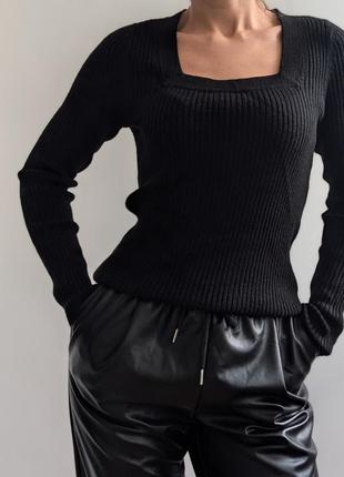 Лонслів в рубчик в стилі zara, светр з вирізом