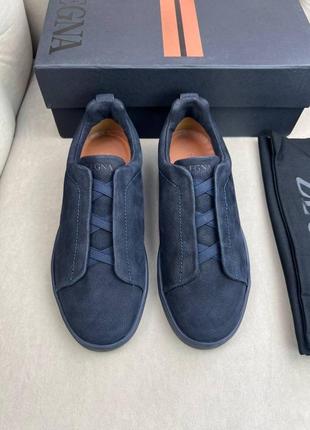 Кросівки zegna triple stitch сині ob400