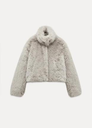 Коротке пальто шуба зі штучного хутра zara