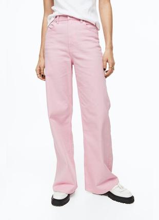Широкие розовые джинсы h&m