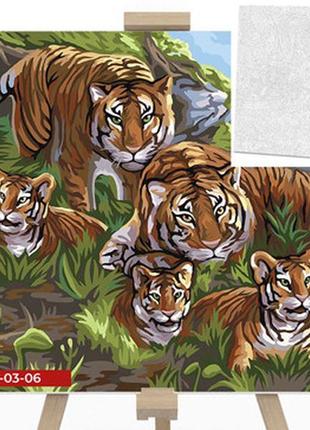 Креативна творчість "painting by numbers" 30х40 см "тигри" kpne-03-06