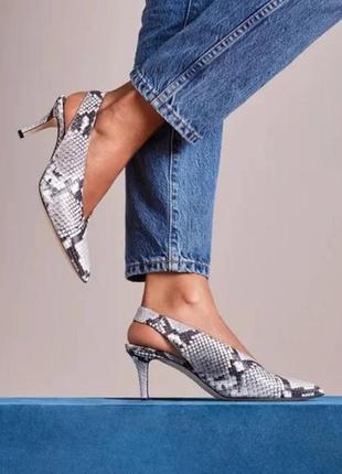 Човники з відкритим задником у зміїний принт primark розмір 38