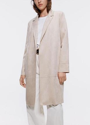 Пальто, кардиган из эко замши zara