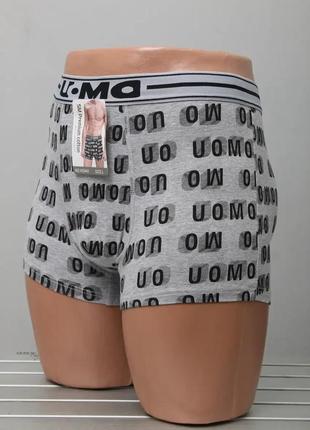 Труси-боесери чоловічі бавовняні зі зручною спортивною гумкою принт сірого кольору l