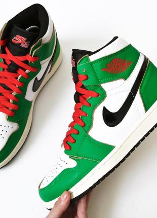 Брендовые оригинальные кожаные высокие кроссовки хайтопы nike air jordan