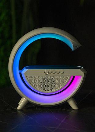 Настільна led лампа-нічник з будильником бездротовий зарядний пристрій вт6055
