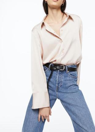 Блуза сатинова , атласна , молочна , бежева , пудрова zara h&m next mango