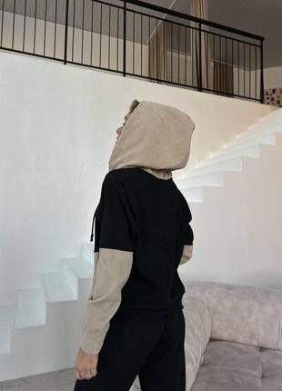 Костюм женский прогулочный двойка ( кофта и штаны  ) микровельвет на змейке с капюшоном ри-49558 фото