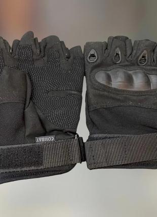 Рукавички тактичні безпальцеві, колір чорний, розмір m, рукавички для військових, армійські рукавички