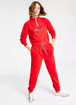 Женская флисовая толстовка свитшот на молнии 1/4 touch hilfiger оригинал
