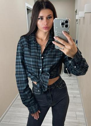 Рубашка в клеточку зеленая