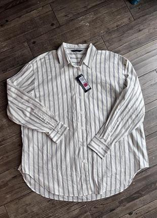 Котоновая оверсайз рубашка в полоску