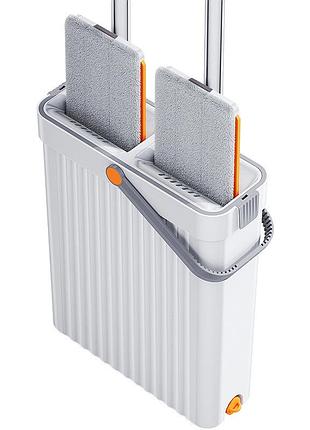 Швабра с отжимом и ведром, швабра-лентяйка с автоматическим отжимом, 2 сменные насадки...