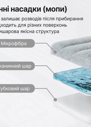 Швабра с отжимом и ведром, швабра-лентяйка с автоматическим отжимом, 2 сменные насадки...