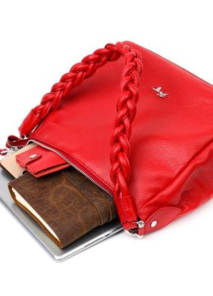 Привлекательная женская сумка karya 20863 кожаная, красная9 фото