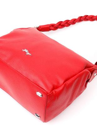 Привлекательная женская сумка karya 20863 кожаная, красная3 фото
