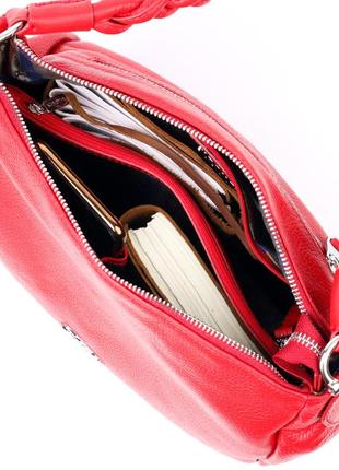 Привлекательная женская сумка karya 20863 кожаная, красная5 фото