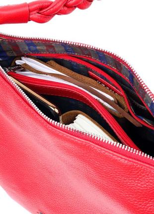 Привлекательная женская сумка karya 20863 кожаная, красная6 фото
