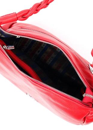 Привлекательная женская сумка karya 20863 кожаная, красная4 фото