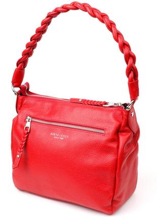 Привлекательная женская сумка karya 20863 кожаная, красная2 фото