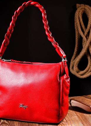 Привлекательная женская сумка karya 20863 кожаная, красная10 фото