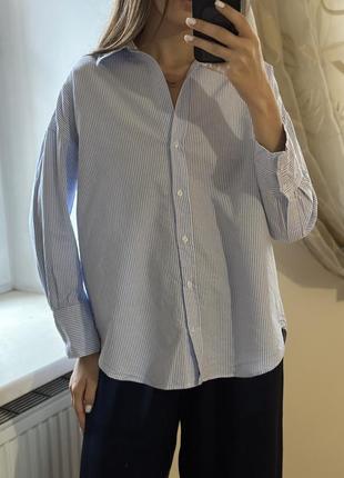 Коттоновая рубашка женская в полоску рубашка zara