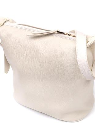 Удобная женская сумка с одной длинной ручкой из натуральной кожи vintage 22307 белая