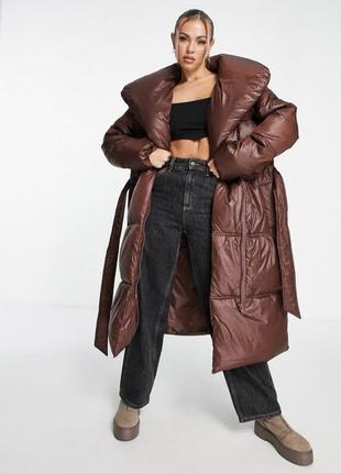 Дуже тепла зимова куртка пуховик довгий синтепон оверсайз дутий missguided