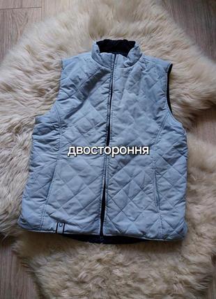 🩵❤️💙 крутой двусторонний голубо-синий стеганый жилет