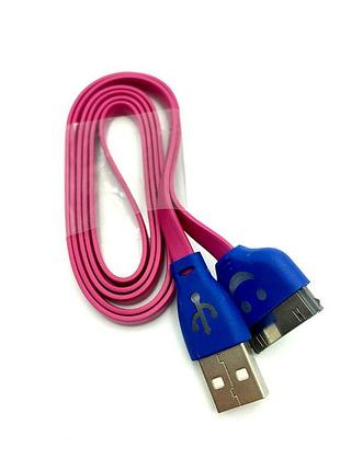 Дата кабель led smile iphone 4 hot pink (тех. упаковка)