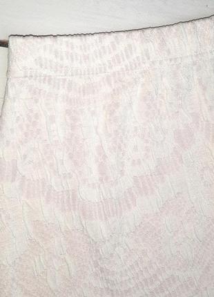Стильная бело-розовая юбка карандаш миди с имитацией кружева papaya, размер 44 - 464 фото
