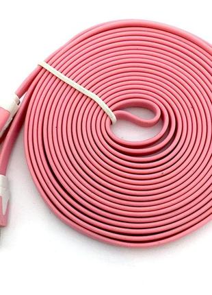 Дата кабель flat iphone 5 2m pink