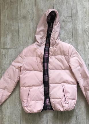 Двустороння куртка пуховик розова