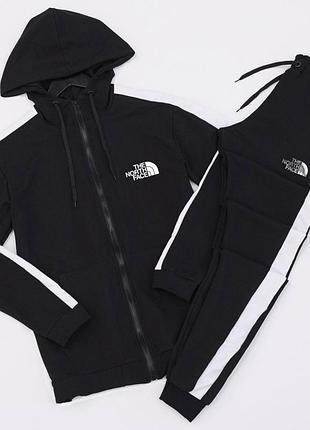Костюм tnf чорний с белыми лампасами