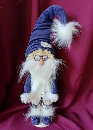 Санта 65 см синий. гном скандинавский в очках. рождественский эльф скандинавский,...