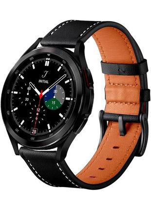 Кожаный ремешок standart для samsung galaxy watch5 pro 45mm черный 20мм
