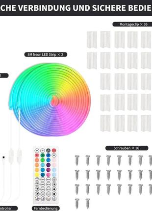 Світлодіодна стрічка bunacet неон 16 м rgb + ic 24 в водонепроникний ip65 864 led...