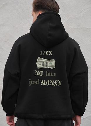 Оверсай худі толстовка на флісі з капюшоном та принтом without dollar black